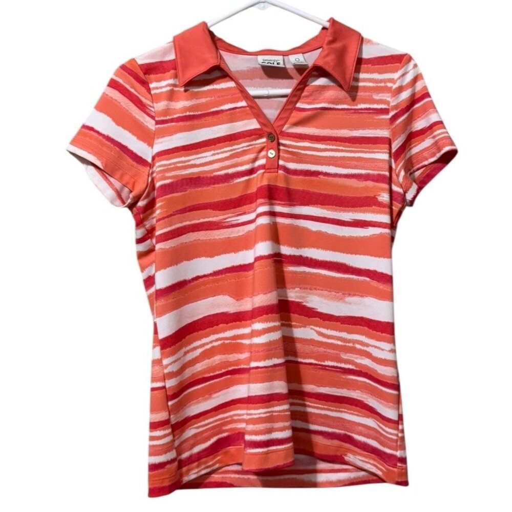 Chicos Zenergy Golf Polo Shirt Women Size 0 Short Sleeve Stretch Buttons Active